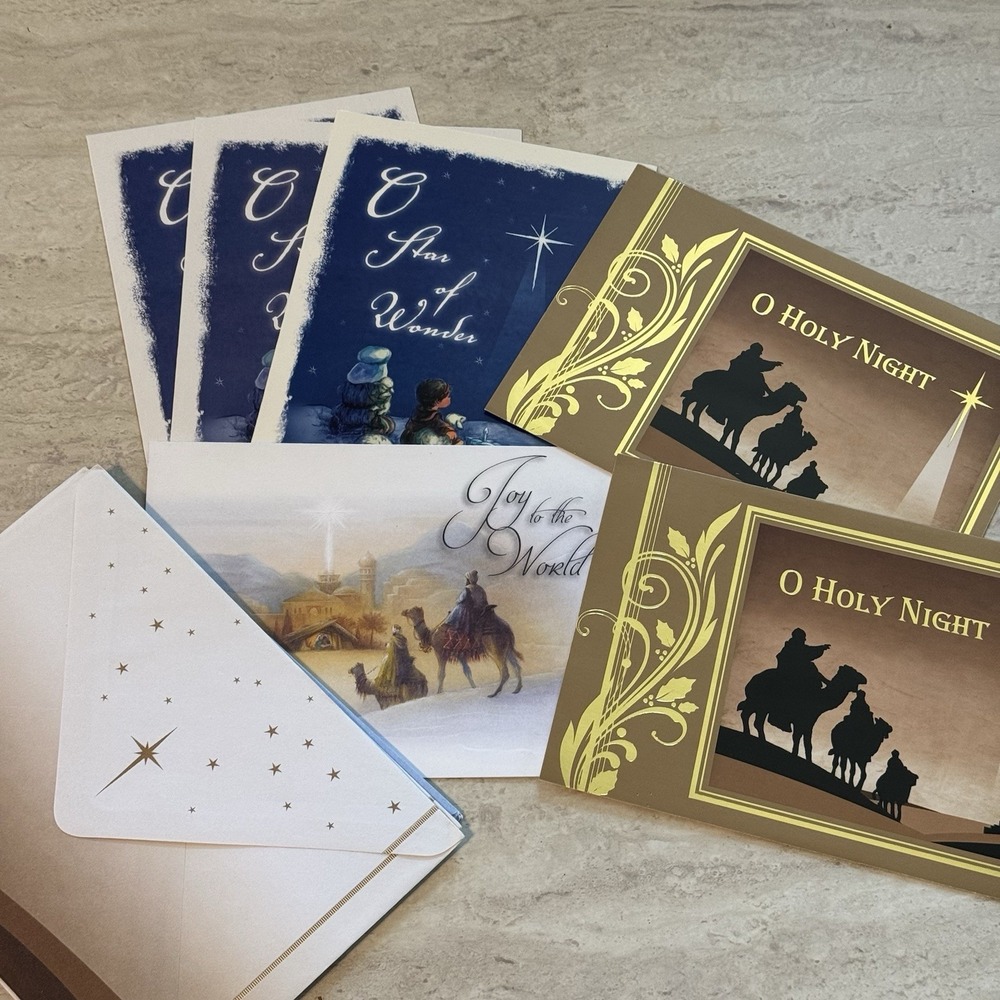 Lot Of 6 Christmas Cards Religious W Envelopes Jesus UNUSED Greetings Inside
